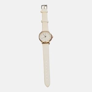 Quartz women's cute round pointer luminous analog white wrist watch.